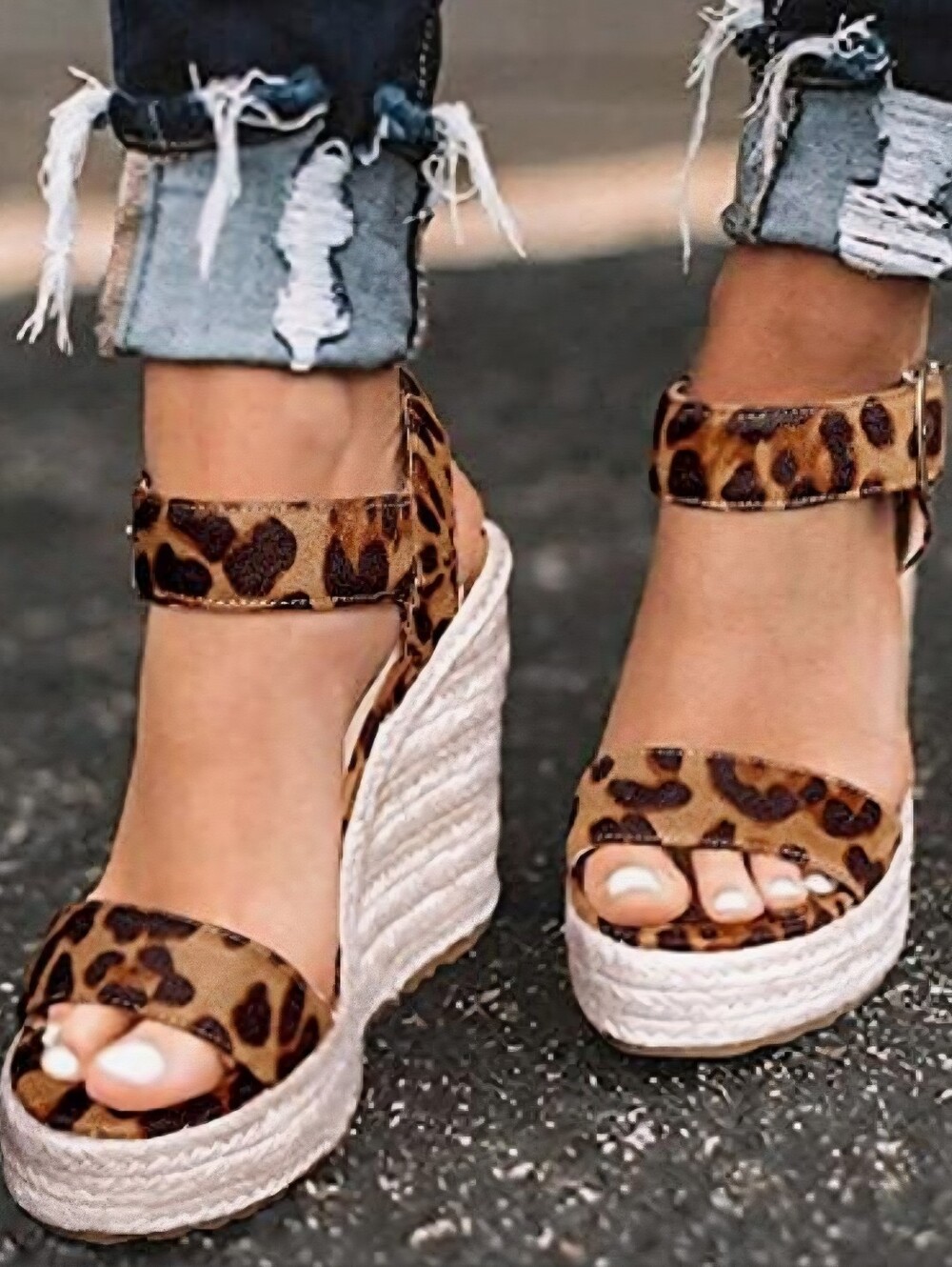 VICKI·VICKI | Leopard Print Platform Wedge Sandal | U.S. Women's 8.5/EU 39